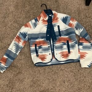 aztec print fluffy jacket